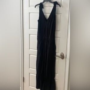 Just Living Black Linen Jumpsuit (Small) Wide Leg/Sleeveless Tie Shoulder